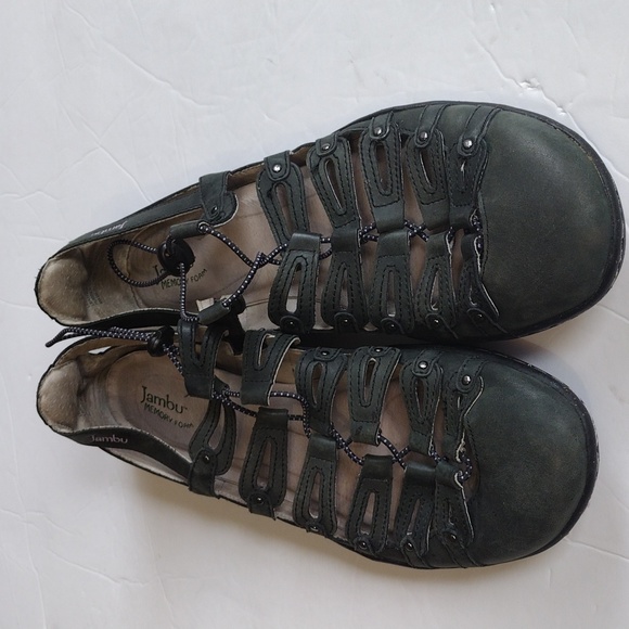 JAMBU Memory Foam Green Leather Sandals | Size 9M - Picture 4 of 13